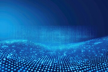 Obraz premium blue binary code digital landscape with dots wave abstract futuristic technology vector for presentation design