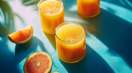 Refreshing Citrus Juice on Bright Summer Table