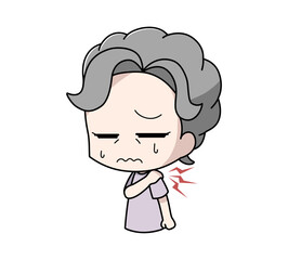 肩がこる高齢女性のイラスト