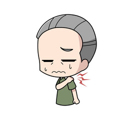 肩がこる高齢男性のイラスト
