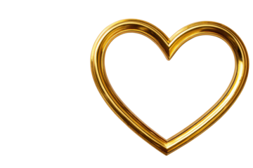 Shiny golden heart frame on black background with copy space metallic, Png, Isolated on Transparent Background, Cut Out