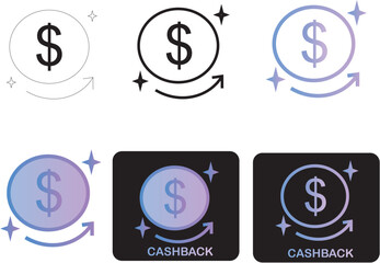 Modern financial return and money back icon set, depicting customer loyalty programs, secure payment transactions, and reward points for digital commerce solutions