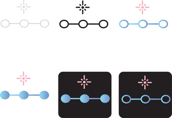 Minimalist infographic elements with three glowing spheres on white and black backgrounds, ideal for presentations