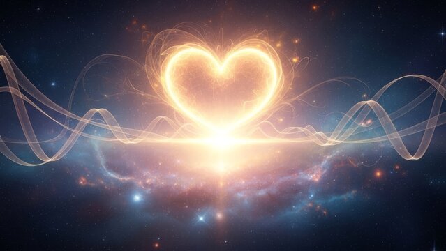 Glowing Heart Energy Wave Abstract Background