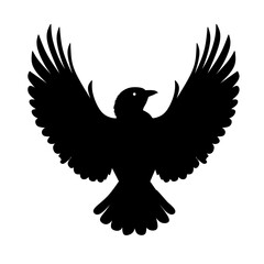 Front-Facing Flying Bird in Vector Silhouette for Design Sets