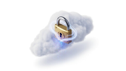 Secure Cloud Computing Concept with Padlock.