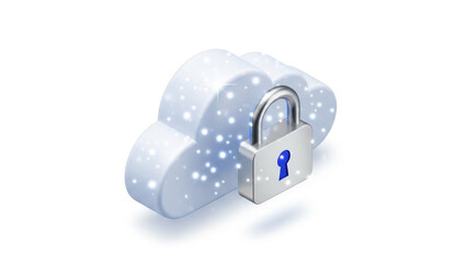 Cloud Security with Padlock Icon Representing Data Protection and Privacy.