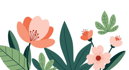 Beautiful and simple floral arrangement with pink flowers and lush green leaves, perfect for a corner decoration or border.