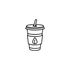 Collection of various drinks in outline style isolated on, including cocktail, beer, coffee, and water