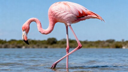 pink flamingo in water