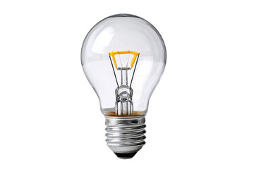Obraz premium Clear glass incandescent light bulb with yellow filament on black background image, Png, Isolated on Transparent Background, Cut Out