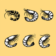Monochrome Shrimp Illustrations Collection