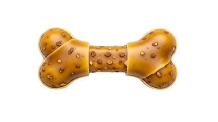 A close-up view of a dog bone, a popular chew toy for canine companions. The bone has an attractive, appealing appearance Isolated on a transparent background