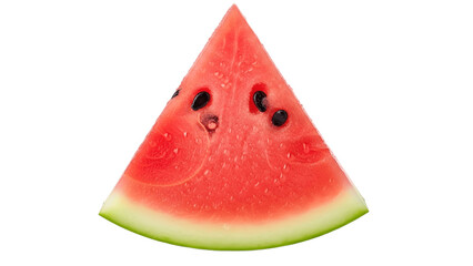 Fresh slice of watermelon, capturing its vibrant colors and refreshing texture. The juicy red flesh and black seeds offer a taste of summer Isolated on a transparent background