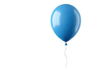 Single blue balloon floating on black background with white string object celebration, Png, Isolated on Transparent Background, Cut Out