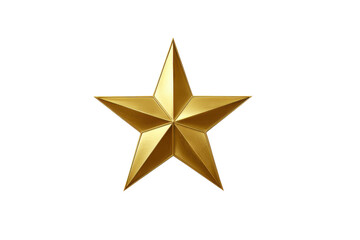 Obraz premium Single golden five pointed star object isolated on black background metallic shiny, Png, Isolated on Transparent Background, Cut Out