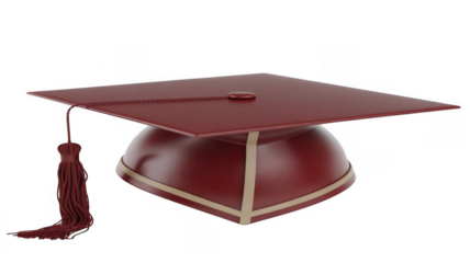 Red graduation cap with tassel isolated on a transparent background mortarboard