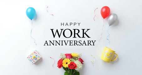 Celebrate a happy work anniversary milestone with festive confetti and joyful congratulations for a dedicated employee