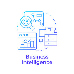 Business intelligence blue gradient concept icon. Product evaluation, statistical metrics. Round shape line illustration. Abstract idea. Graphic design. Easy to use in infographic, presentation