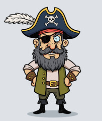 Cartoon Pirate Character with Eye Patch and Hat