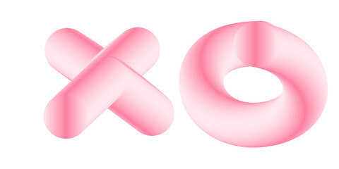 Soft 3D inflatable XO letters in gradient pink tones. Ideal for Valentine&rsquo;s Day, romantic messages, social media graphics, greeting cards, and modern love-themed designs.