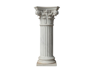 White Marble Corinthian Column isolated on a transparent background architecture