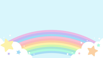 パステル虹のフレーム【16:9素材シリーズ】