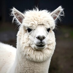 Obraz premium Fluffy white alpaca portrait