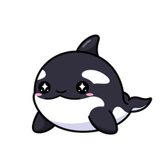 Obraz premium the most popular sea fish in the world kawaii illustration orca fish second design