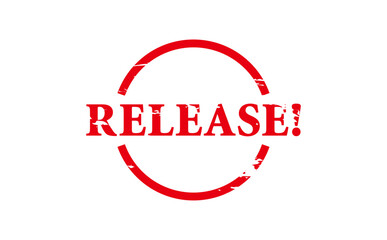 RELEASE! - RELEASE! text written on Red Rubber Stamp 
