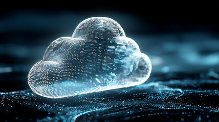 A cloud computing concept illustrating digital infrastructure, data storage architecture and modern technologies that enable secure computational ecosystems.
