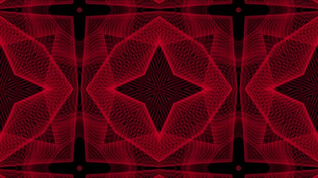 glowing red star mesh kaleidoscope background