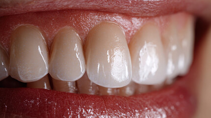 Smile Showcasing Dental Restoration Made Material With Smooth Shiny Teeth Natural Translucency and High Detail Polish