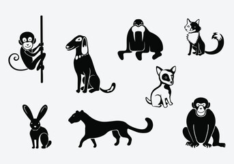 Zoo Wildlife Silhouette Icon Set