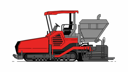 Dynamic Red Tracked Asphalt Paver - Heavy Road Construction Equipment Illustration