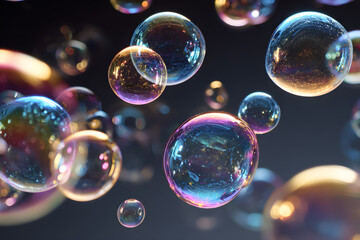 a bunch of bubbles floating in the air
