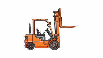 Vibrant Orange Forklift Outline - Industrial Material Handling Equipment