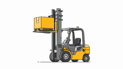 Logistics Power: Yellow Forklift Elevating a Cargo Box