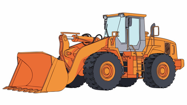 Vibrant Orange Front-End Loader &ndash; Essential Heavy Construction & Earthmoving Machinery Illustration