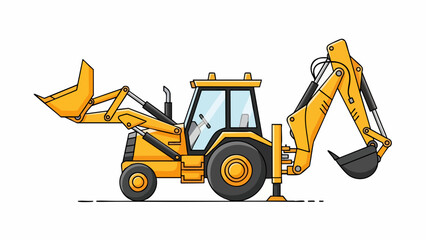 Dynamic Yellow Backhoe Loader - Essential Construction and Earthmoving Vehicle Illustration
