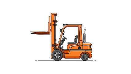 Bright Orange Forklift Illustration – Side View Logistics Equipment