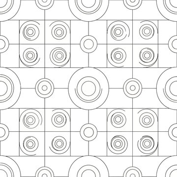 Seamless Geometric Pattern of Concentric Circles and Squares 1. Vector Illustrations. EPS Editable