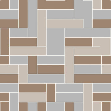 Seamless Geometric Pattern of Interlocking Rectangles in Earth Tones. Vector Illustrations. EPS Editable