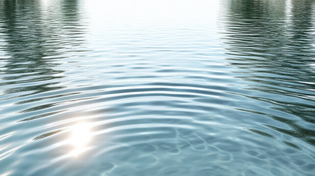 Rippling water reflection sunlit calm lake surface gentle concentric ripple