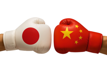 Geopolitical competition and trade war concept between Japan and China