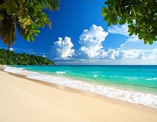 vector illustrator landscape summer beach with beautiful blue sky