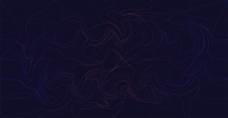 A dark abstract background featuring subtle, swirling lines and organic patterns in deep purple and blue hues.