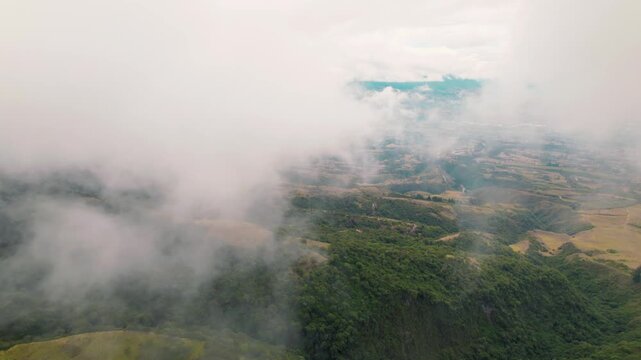 Stunning collection of drone shots over Otavalo, Ecuador, featuring changing views of the Imbabura Volcano and Lake San Pablo.