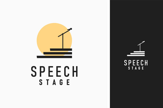 Speech stage logo symbol icon design