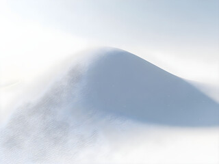 Abstract Landscape of Drifting Snow Dunes Under a Bright Sky, Creating a Serene Winter Scene